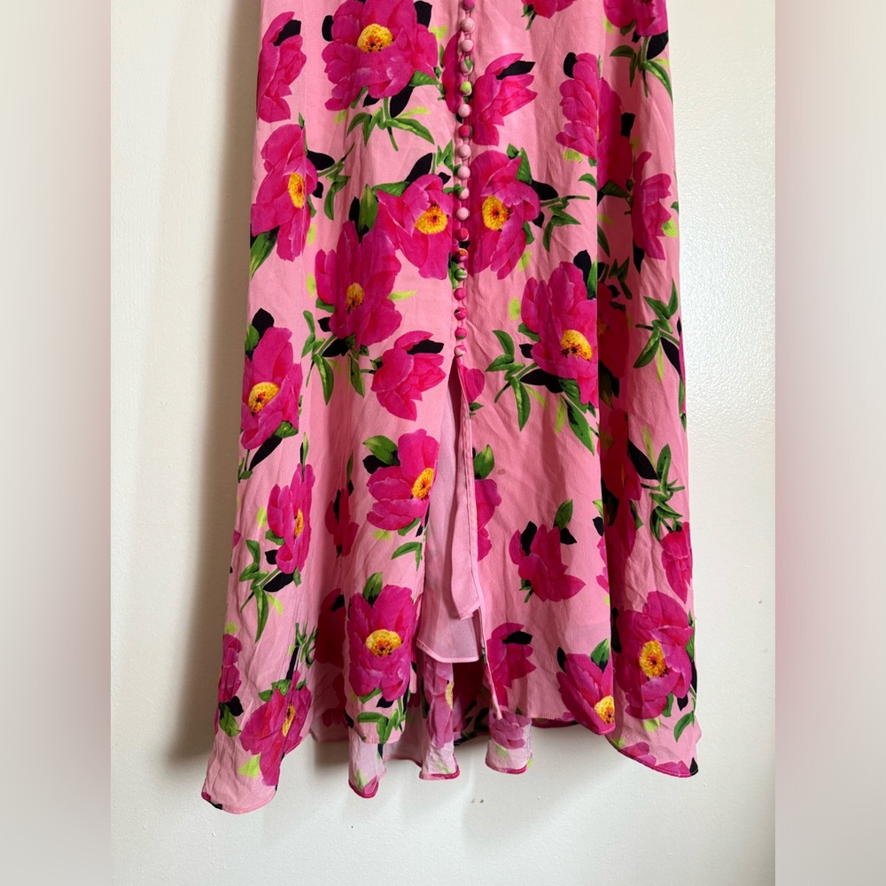 The Kooples Pink Floral Silk Midi Dress S - Picture 4 of 11